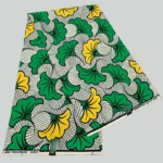 Dutch Wax Hollandaise Fabric Green, White and Yellow
