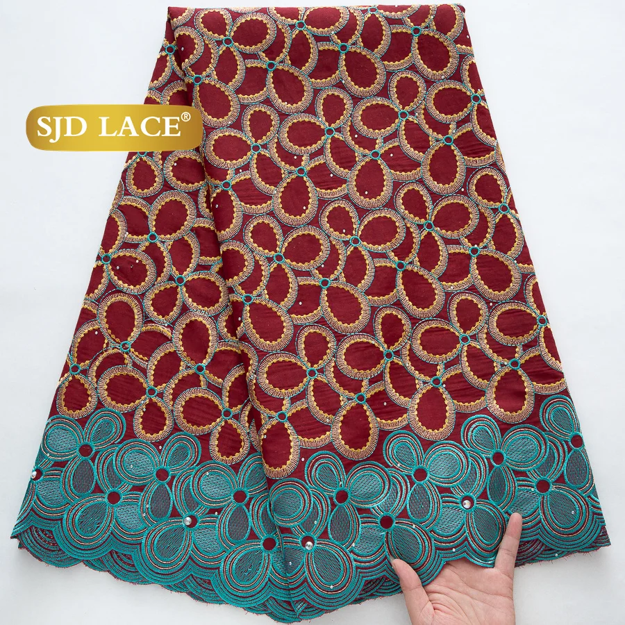 kf-S0d6636bc87554b93a5996aa7c319ac71S SJD LACE Swiss Voile African Cotton Lace Fabric 2025 High Quality 5 Yards Nigerian Cotton Lace for Sewing Women Party Dress 4460 - Image 1