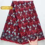 SJD LACE Swiss Voile African Cotton Lace Fabric 2025 High Quality 5 Yards Nigerian Cotton Lace for Sewing Women Party Dress 4460