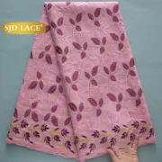 SJD LACE Swiss Voile African Cotton Lace Fabric 2025 High Quality 5 Yards Nigerian Cotton Lace for Sewing Women Party Dress 4460