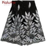 Kalume African Tulle Lace Fabric Sequins 2025 Nigerian Tulle Velvet Lace Fabric Tissue Fabric for Party Sew Cloth F3576