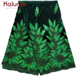 Kalume African Tulle Lace Fabric Sequins 2025 Nigerian Tulle Velvet Lace Fabric Tissue Fabric for Party Sew Cloth F3576