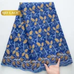SJD LACE Swiss Voile African Cotton Lace Fabric 2025 High Quality 5 Yards Nigerian Cotton Lace for Sewing Women Party Dress 4460