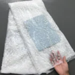 SJD LACE French Mesh Bridal Lace Fabric Beads African Sequins Lace 2025 Hot Sale Nigerian Beads For Women Wedding Dress Sew 3803