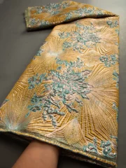 African Brocade Lace Fabrics High Quality 2025 Nigerian Jacquard Lace Fabric Sewing For Evening Prom Women Dresses 3466 - Image 4