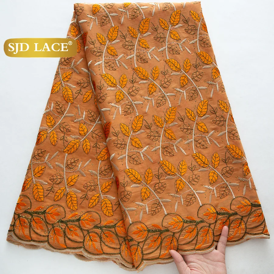 kf-Sf445b3b972854e9499bd333db7f9871aH SJD LACE Swiss Voile African Cotton Lace Fabric 2025 High Quality 5 Yards Nigerian Cotton Lace for Sewing Women Party Dress 4460 - Image 1